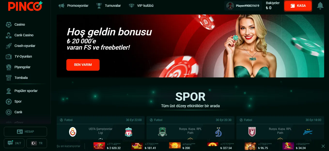 Pinco Casino’da en popüler bonuslar