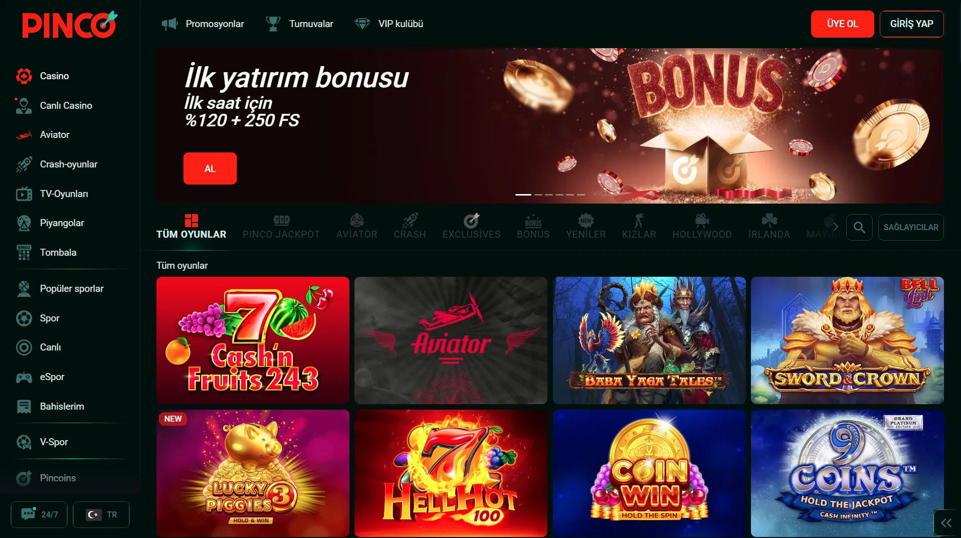 Pinco online casino oyun çeşitliliği